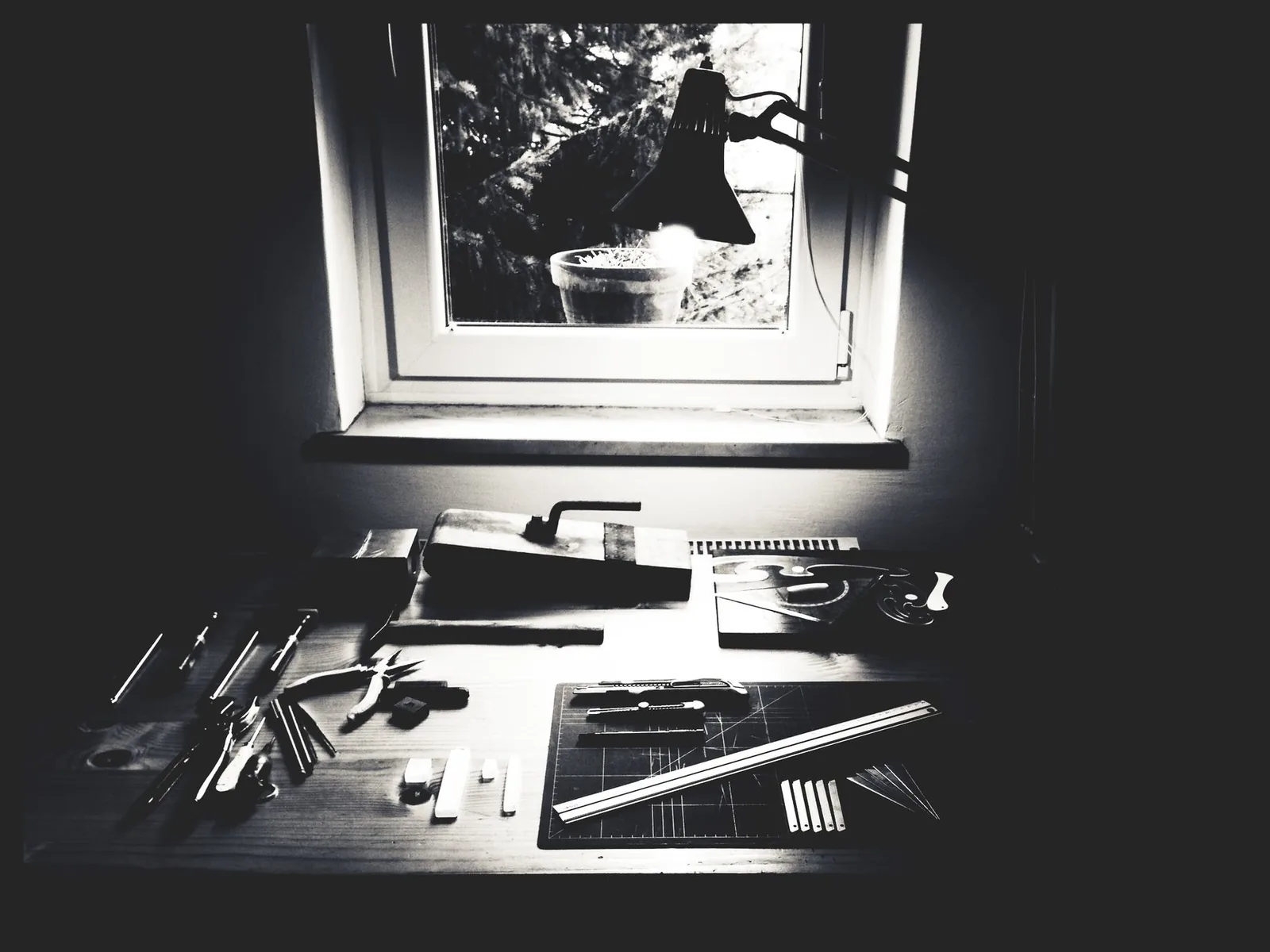 Dark studio workspace